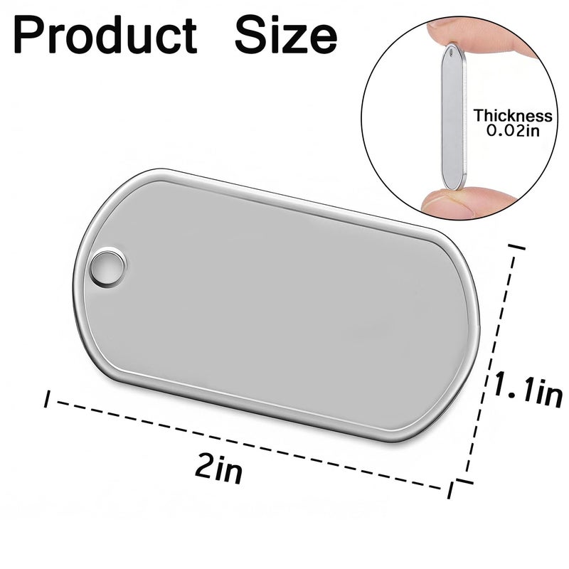 Orgrimmar 100 PCS Dog Tags Shiny Stainless Steel Military spec Rolled Edge Backing Dog Tags for Dogs Engraved- Blank - Image 2